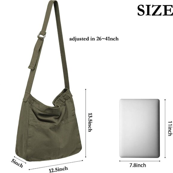Canvas Tote Bag for Women, Large Crossbody Hobo Bag Casual Shoulder Bag Shopping - Picture 2 of 7